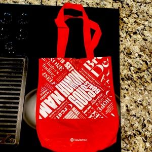 Red Lululemon tote bag